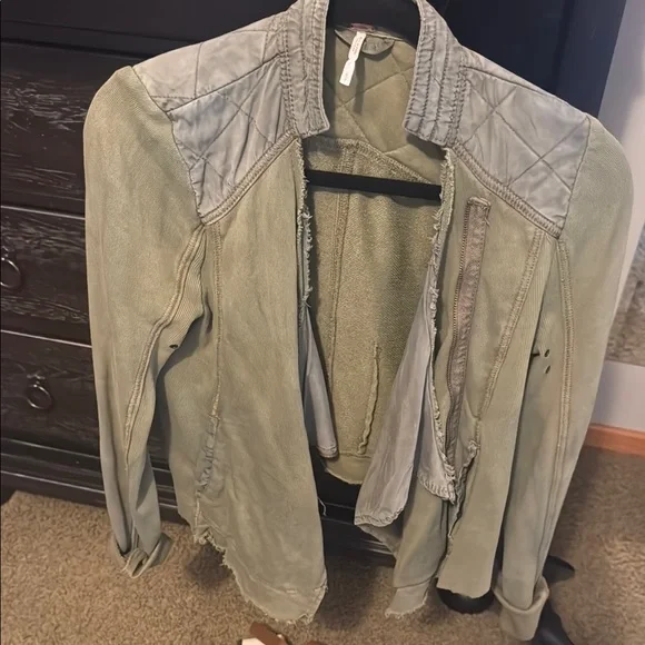 Free People Olive Green Moto Women's Jacket - Picture 1 of 7
